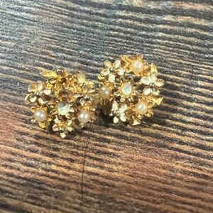 Elegant Coro Vintage Gold Floral Earrings